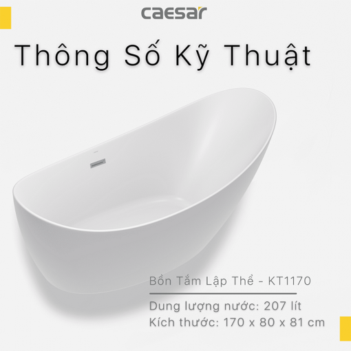 CAESAR KT1170 - Bồn tắm lập thể 1.7M