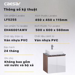 CAESAR LF5255 EH46001AWV - Tủ lavabo