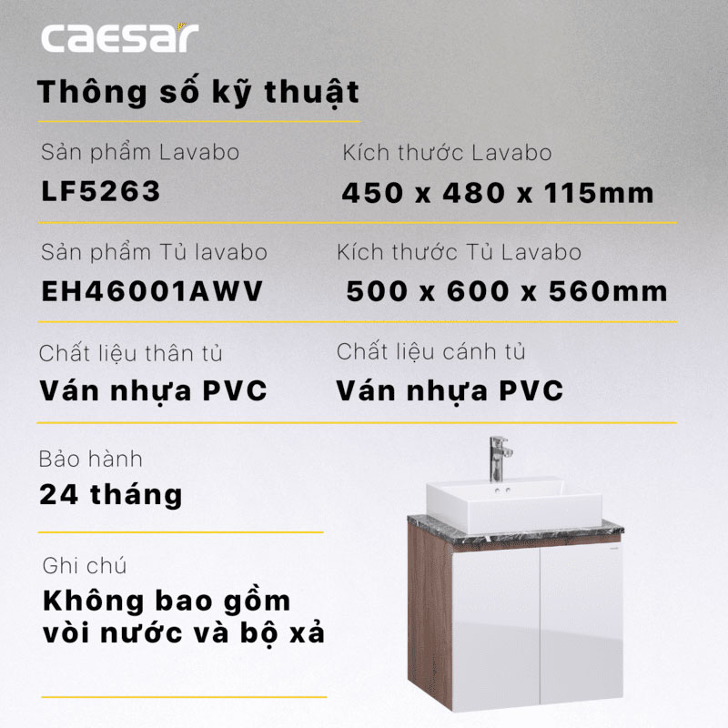 CAESAR LF5263 EH46001AWV - Tủ lavabo