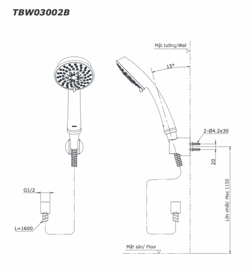 TOTO TTMR302V TBW03002B - Vòi sen tắm nóng lạnh