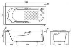 TOTO FBY1720NPE#W DB505R-2B - Bồn tắm xây gang tráng men 1.7M 1 TOTO FBY1720NPE#W DB505R-2B - Bồn tắm xây gang tráng men 1.7M