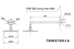 TOTO TBW07001A - Bát sen âm tường gắn tường