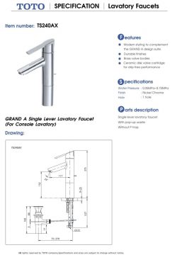 TOTO TS240AX - Vòi lavabo cổ cao nóng lạnh