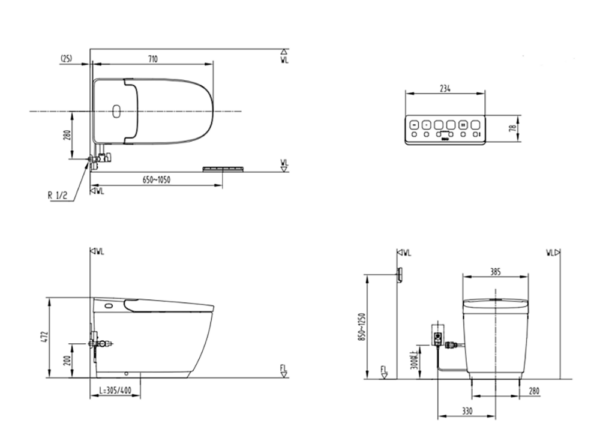 Ban-ve-Bồn cầu thông minh INAX AC-819VN SARAS AUTO OPEN nắp điện tử