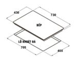 Bản vẽ kích thước Bếp từ đôi CANZY CZ S285PRO