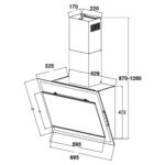 Bản vẽ kích thước Máy hút mùi CANZY CZ 369T GLASS 70cm kính vát