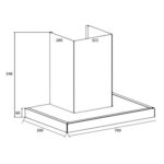 Bản vẽ kích thước Máy hút mùi CANZY CZ 399 SMART 70cm chữ T