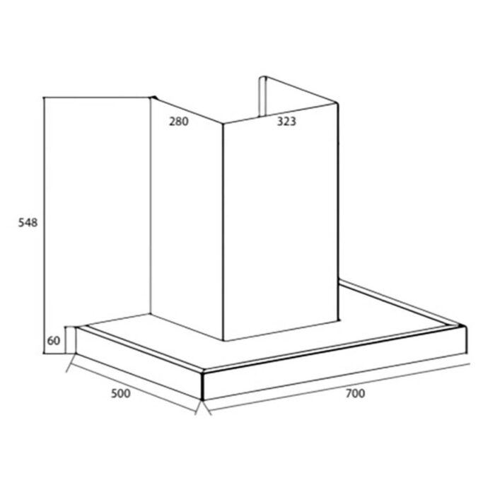 Bản vẽ kích thước Máy hút mùi CANZY CZ 399 SMART 70cm chữ T