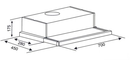 Bản vẽ kích thước Máy hút mùi CANZY CZ 517B 70cm âm tủ