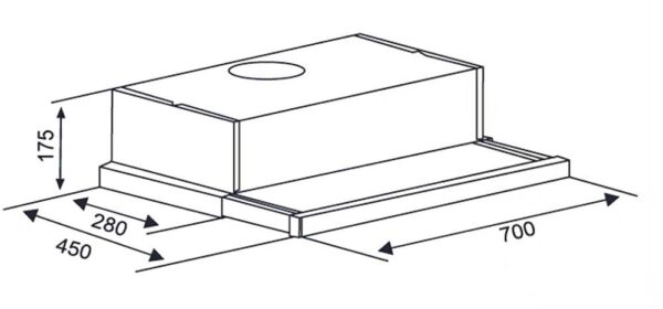 Bản vẽ kích thước Máy hút mùi CANZY CZ 517B 70cm âm tủ