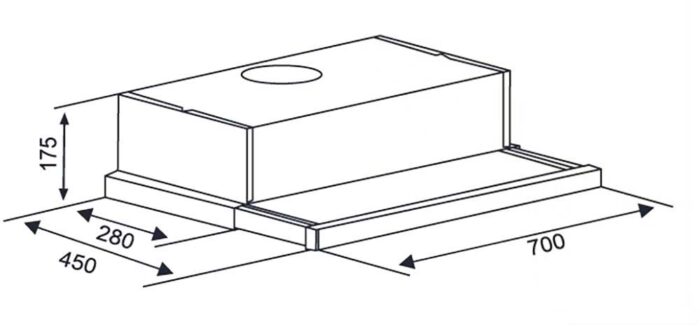 Bản vẽ kích thước Máy hút mùi CANZY CZ 517B 70cm âm tủ