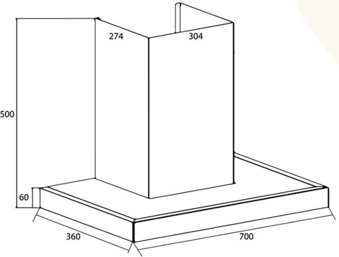 Bản vẽ kích thước Máy hút mùi CANZY CZ 636PRO 70cm chữ T