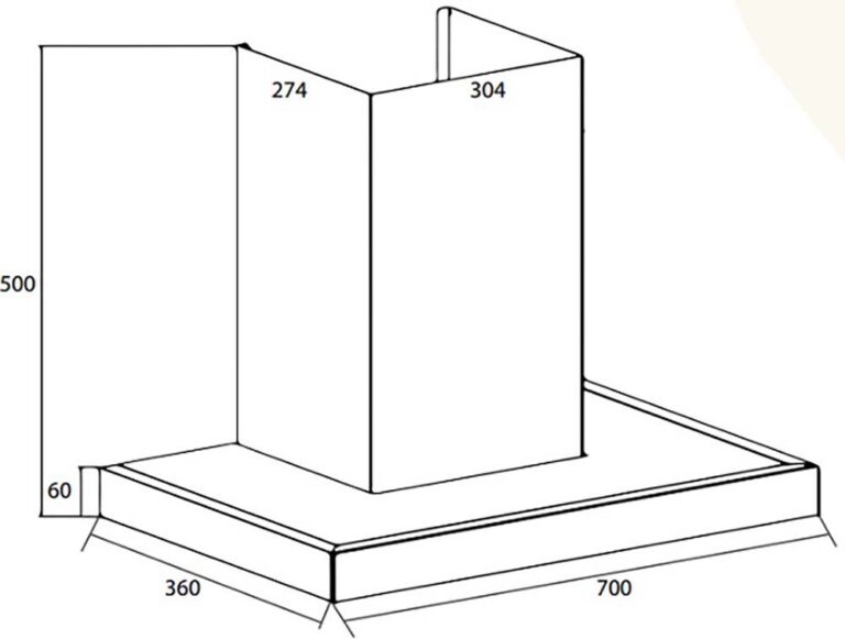 Bản vẽ kích thước Máy hút mùi CANZY CZ 636PRO 70cm chữ T