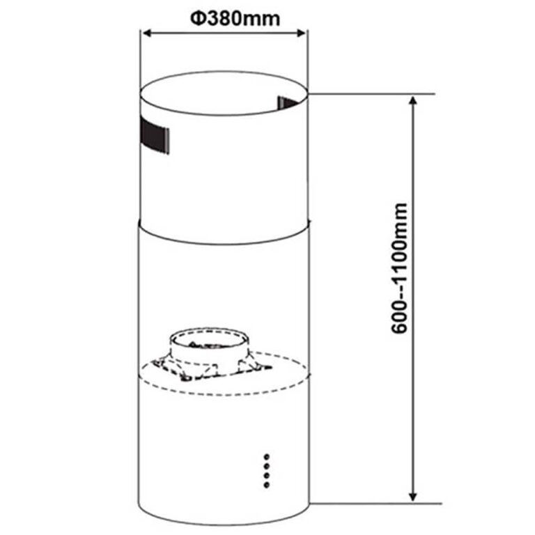 Bản vẽ kích thước Máy hút mùi CANZY CZ 7038GBB 38cm độc lập