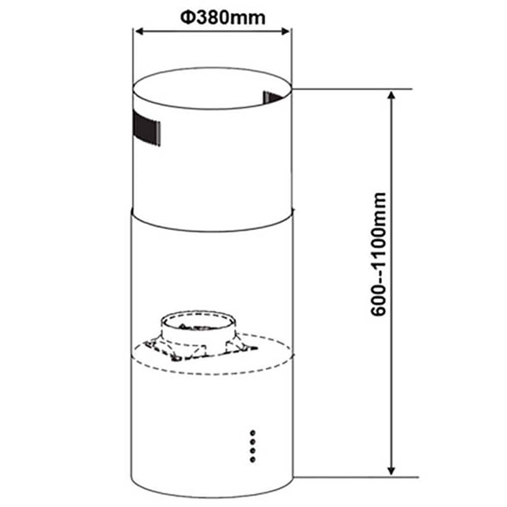 Bản vẽ kích thước Máy hút mùi CANZY CZ 7038GBB 38cm độc lập