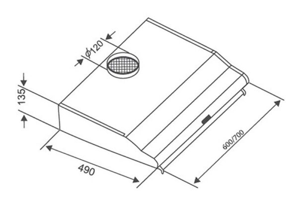 Bản vẽ kích thước Máy hút mùi CANZY CZ C506B 60cm cổ điển