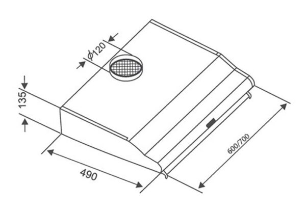 Bản vẽ kích thước Máy hút mùi CANZY CZ C506I 60cm cổ điển