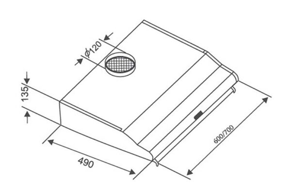 Bản vẽ kích thước Máy hút mùi CANZY CZ C507B 70cm cổ điển