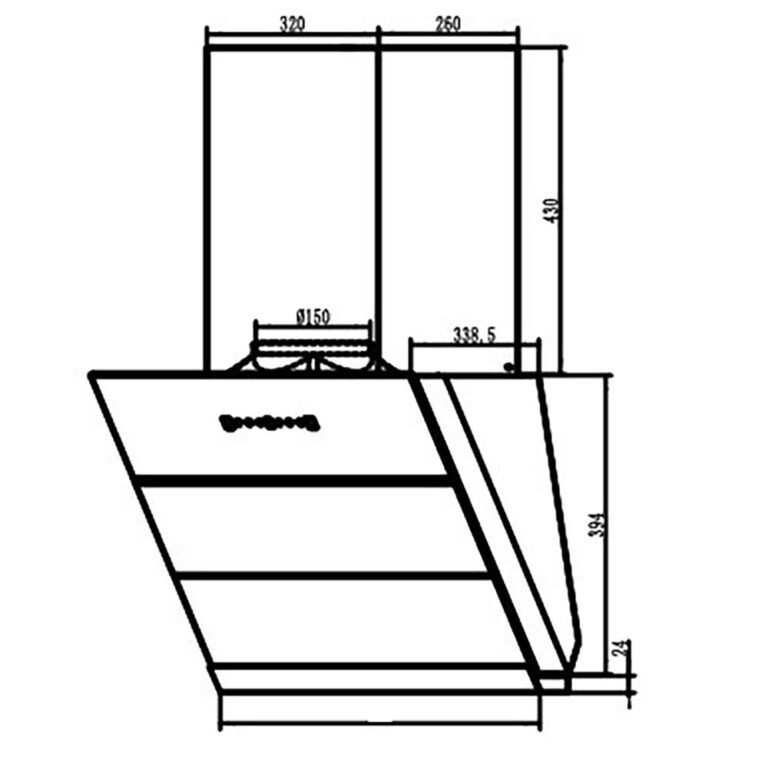 Bản vẽ kích thước Máy hút mùi CANZY CZ KA08 SMART 70cm kính vát