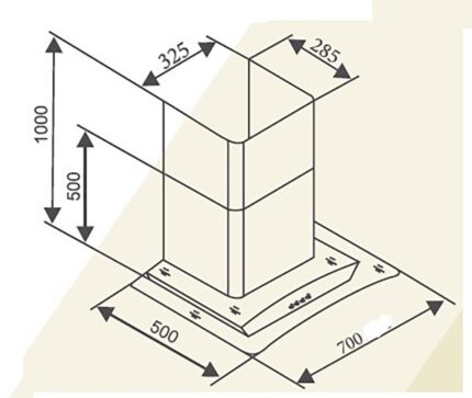 Bản vẽ kích thước Máy hút mùi CANZY CZ M6970 70cm kính cong