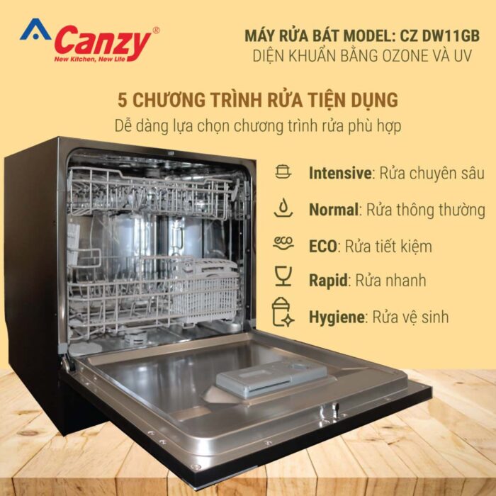 Máy rửa bát CANZY CZ DW11GB độc lập - Ảnh 12