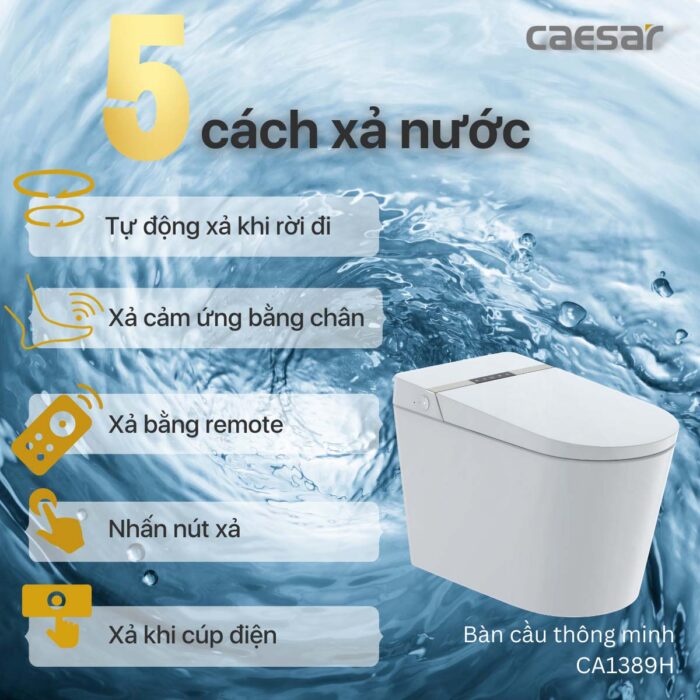 Bồn cầu thông minh CAESAR CA1389H nắp rửa điện tử - Ảnh 5