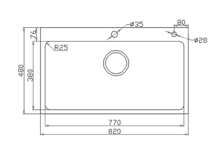 Bản Vẽ Kỹ Thuật Chậu rửa bát inox KONOX KN8248SO DEKOR