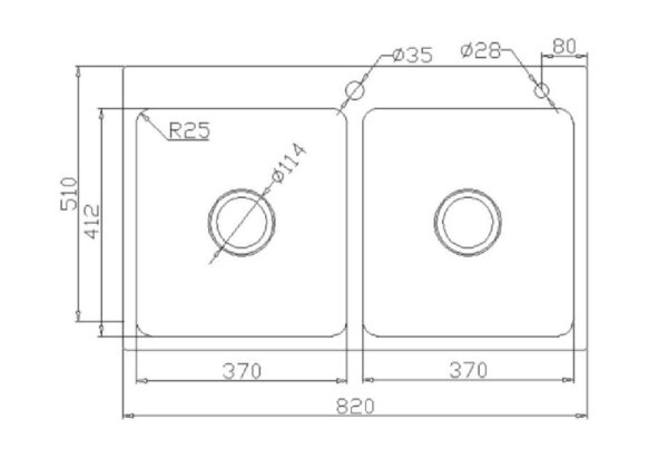 Bản Vẽ Kỹ Thuật Chậu rửa bát inox KONOX KN8251TD DEKOR dương bàn 2 hố