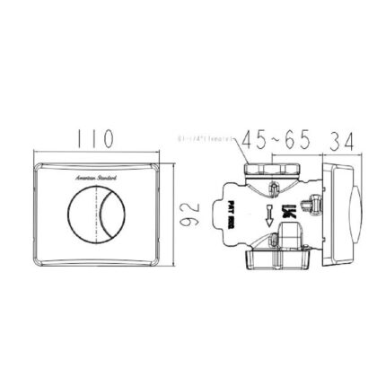 Bản vẽ kĩ thuật Bộ xả nhấn bồn cầu treo tường AMERICAN STANDARD WF-9809