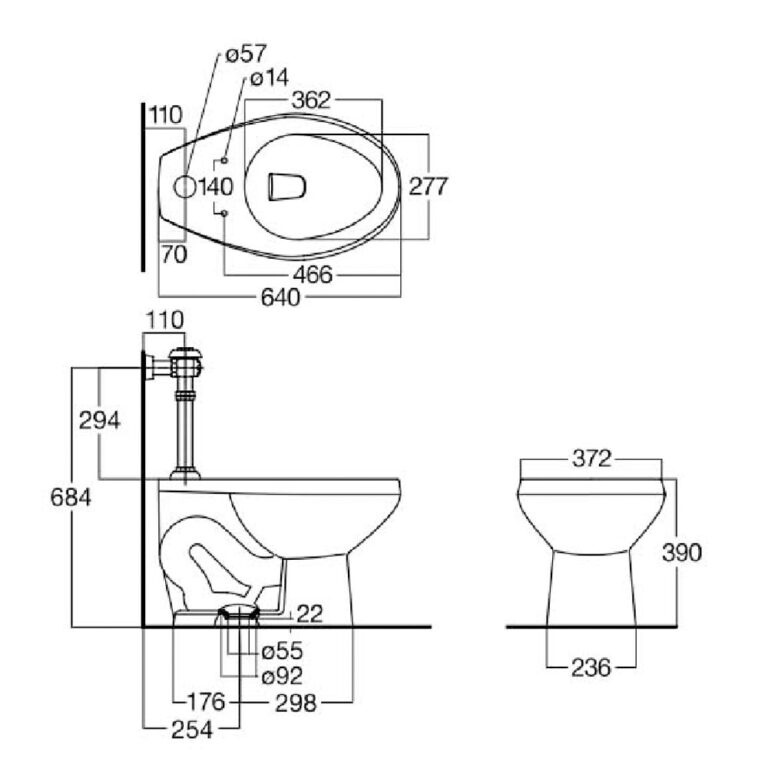 Bản vẽ kỹ thuật Bồn cầu 1 khối AMERICAN STANDARD 2481SC-WT xả trực tiếp