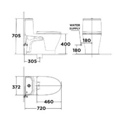 Bản vẽ kỹ thuật Bồn cầu 1 khối AMERICAN STANDARD VF-1863 LOVEN nắp êm