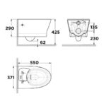 Bản vẽ kỹ thuật Bồn cầu treo tường American Standard 1013962080 LOVEN