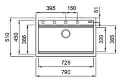 Bản vẽ kỹ thuật Chậu rửa bát đá KONOX TERRA 790S Grey