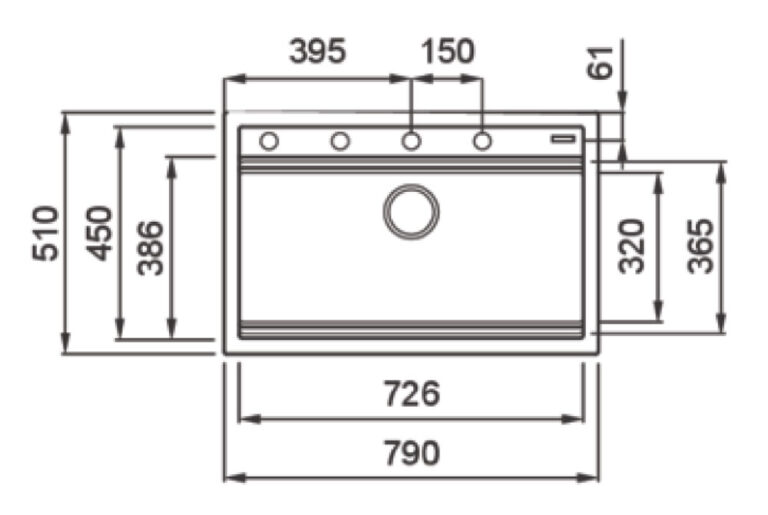 Bản vẽ kỹ thuật Chậu rửa bát đá KONOX TERRA 790S Grey
