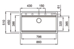 Bản vẽ kỹ thuật Chậu rửa bát đá KONOX TERRA 860S Grey