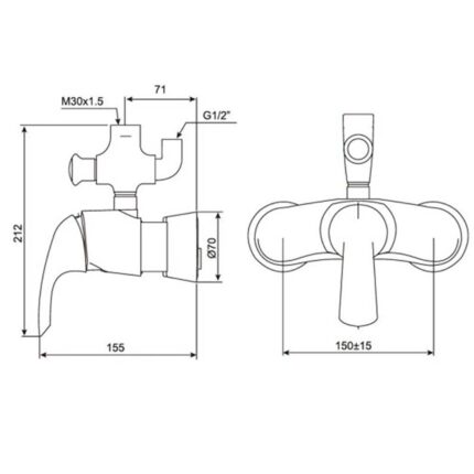 Bản vẽ kỹ thuật Củ trộn sen cây American Standard WF-3172 Tonic nóng lạnh