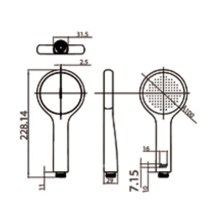 Bản vẽ kỹ thuật Tay sen tắm AMERICAN STANDARD FFASS505-MB Genie