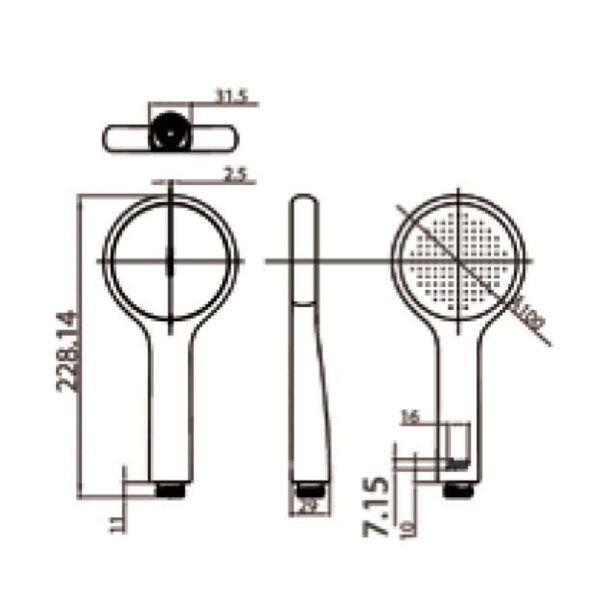 Bản vẽ kỹ thuật Tay sen tắm AMERICAN STANDARD FFASS505-MB Genie