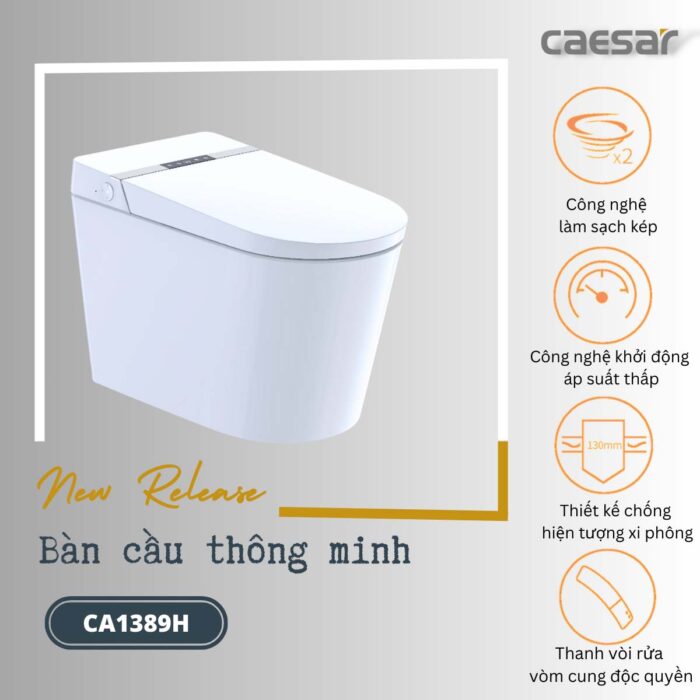 Bồn cầu thông minh CAESAR CA1389H nắp rửa điện tử - Ảnh 29