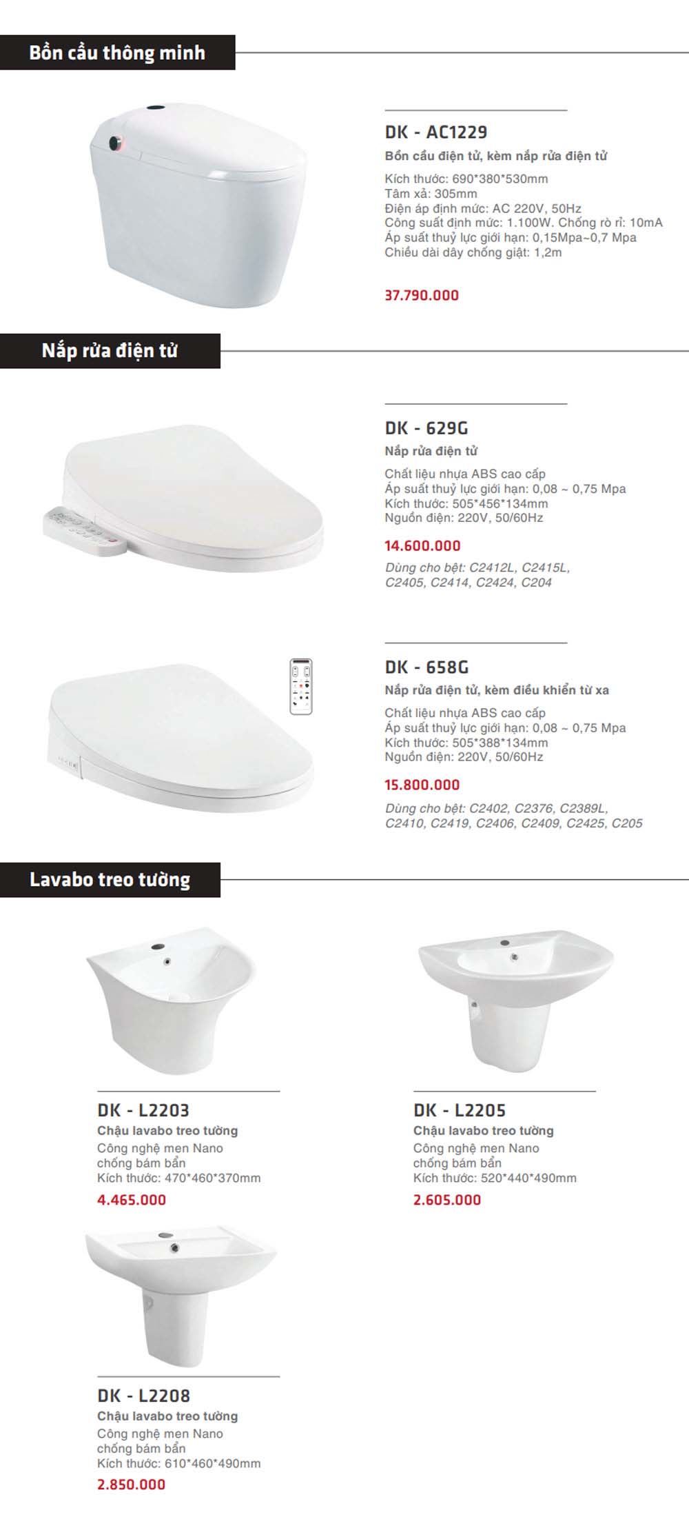 Catalogue DK 2023 Bang gia Thiet bi ve sinh nhap khau 3