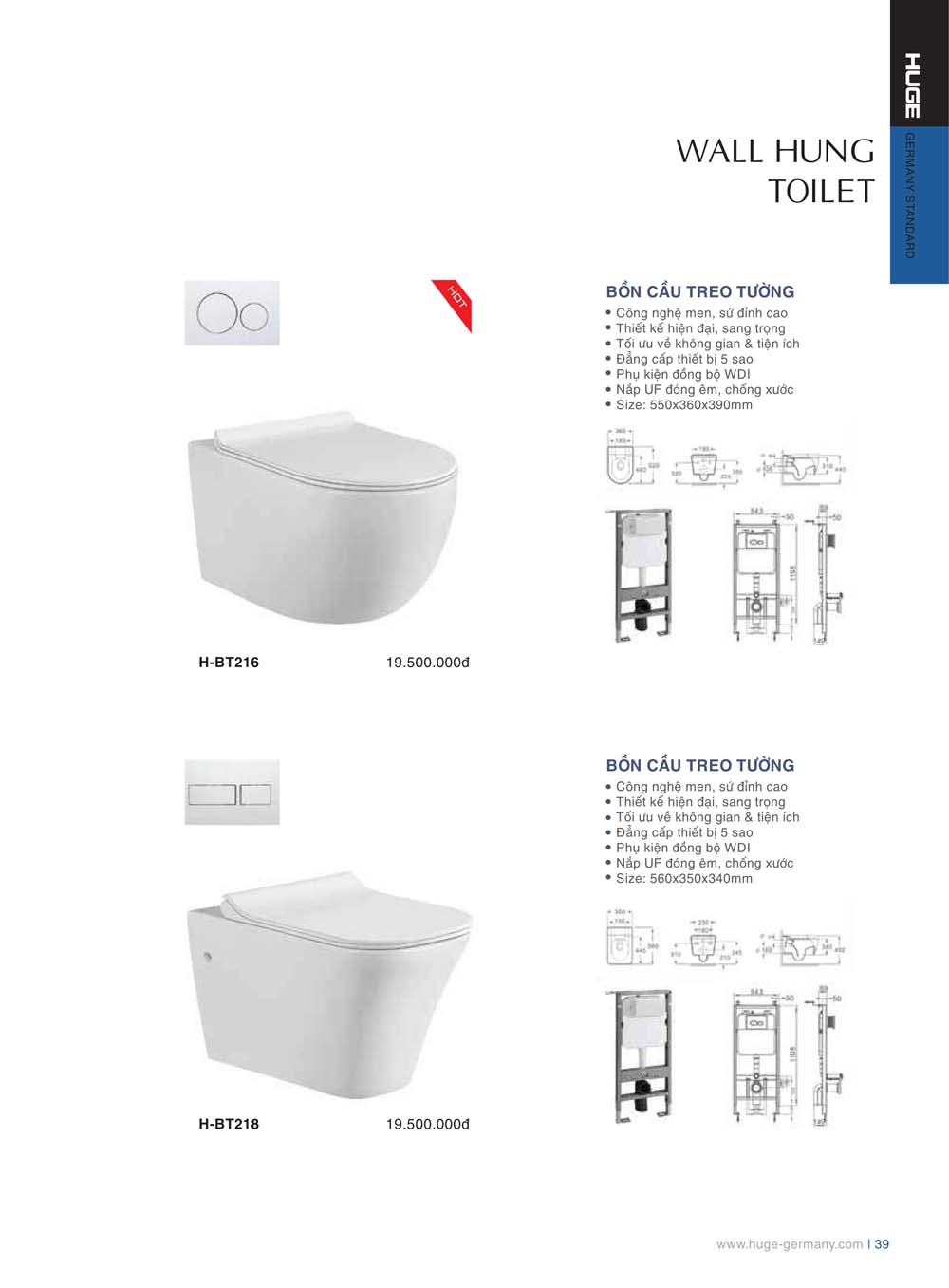 Catalogue HUGE 2023 Bang gia Thiet bi ve sinh nhap khau 39