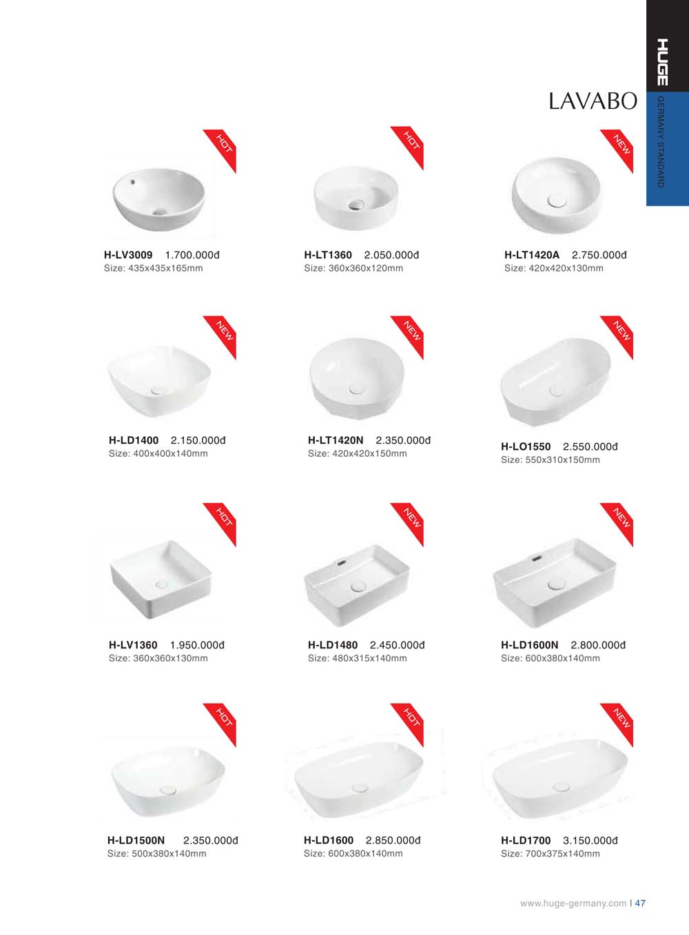 Catalogue HUGE 2023 Bang gia Thiet bi ve sinh nhap khau 47