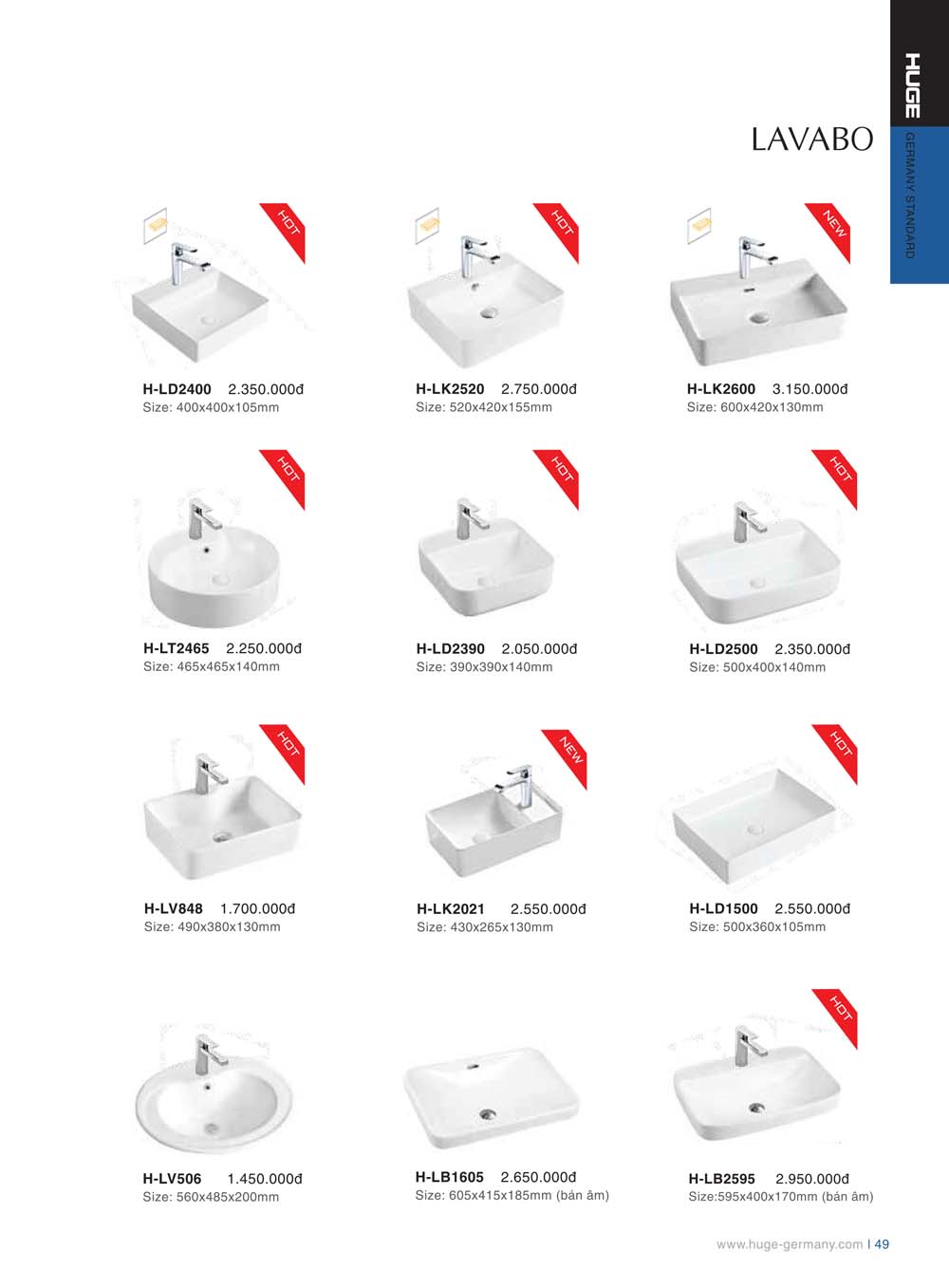 Catalogue HUGE 2023 Bang gia Thiet bi ve sinh nhap khau 49