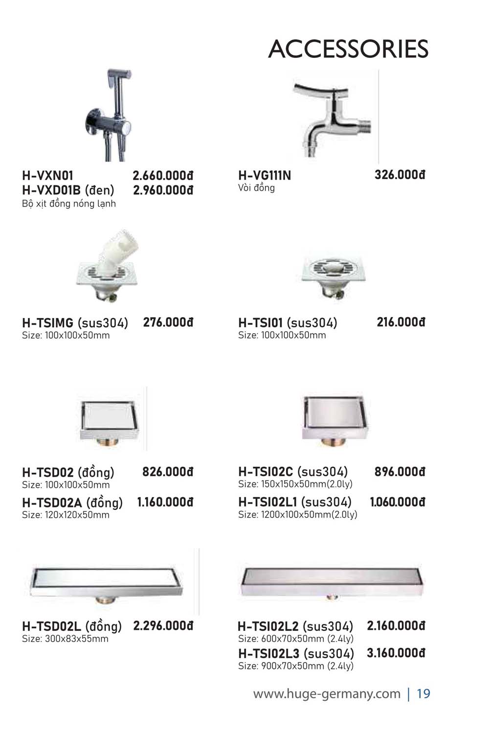 Catalogue HUGE 2023 Bang gia Thiet bi ve sinh nhap khau 84