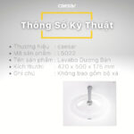 Chậu lavabo dương vành CAESAR L5022 - Ảnh 6