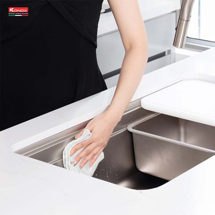 Chậu rửa bát inox KONOX KN8347SU DEKOR âm bàn 1 hố - Ảnh 6