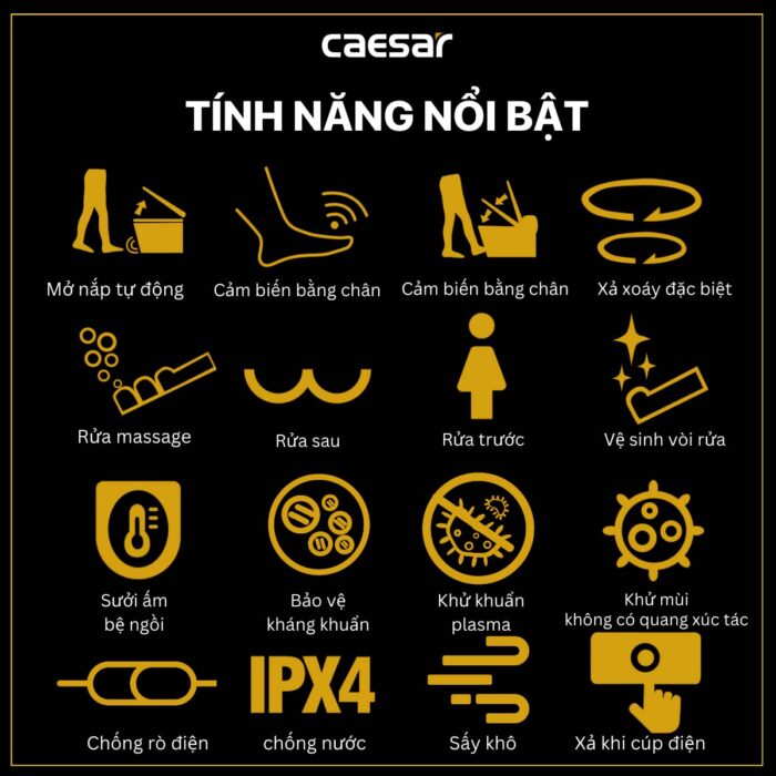Bồn cầu thông minh CAESAR CA1389H nắp rửa điện tử - Ảnh 11