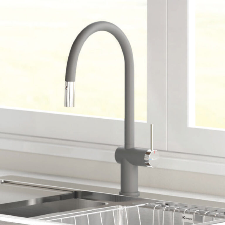 Vòi rửa bát KONOX RESTA GREY nóng lạnh rút dây 2