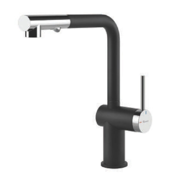 Vòi rửa bát KONOX STELLA Black nóng lạnh rút dây (1)