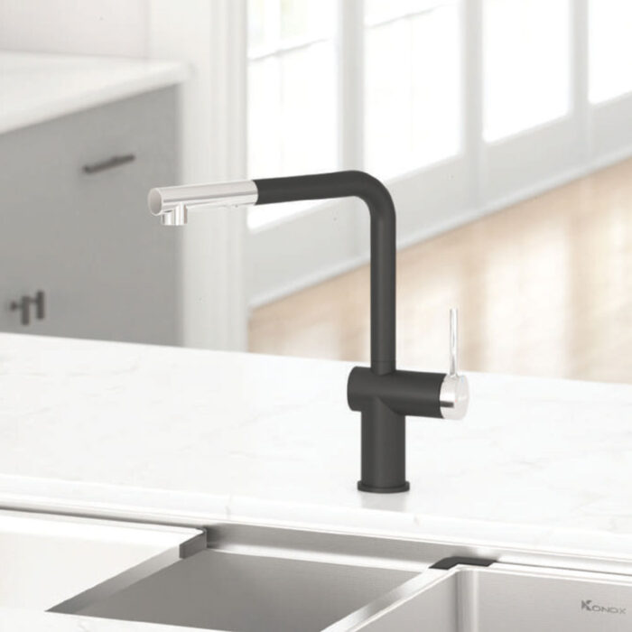 Vòi rửa bát KONOX STELLA Black nóng lạnh rút dây (2)